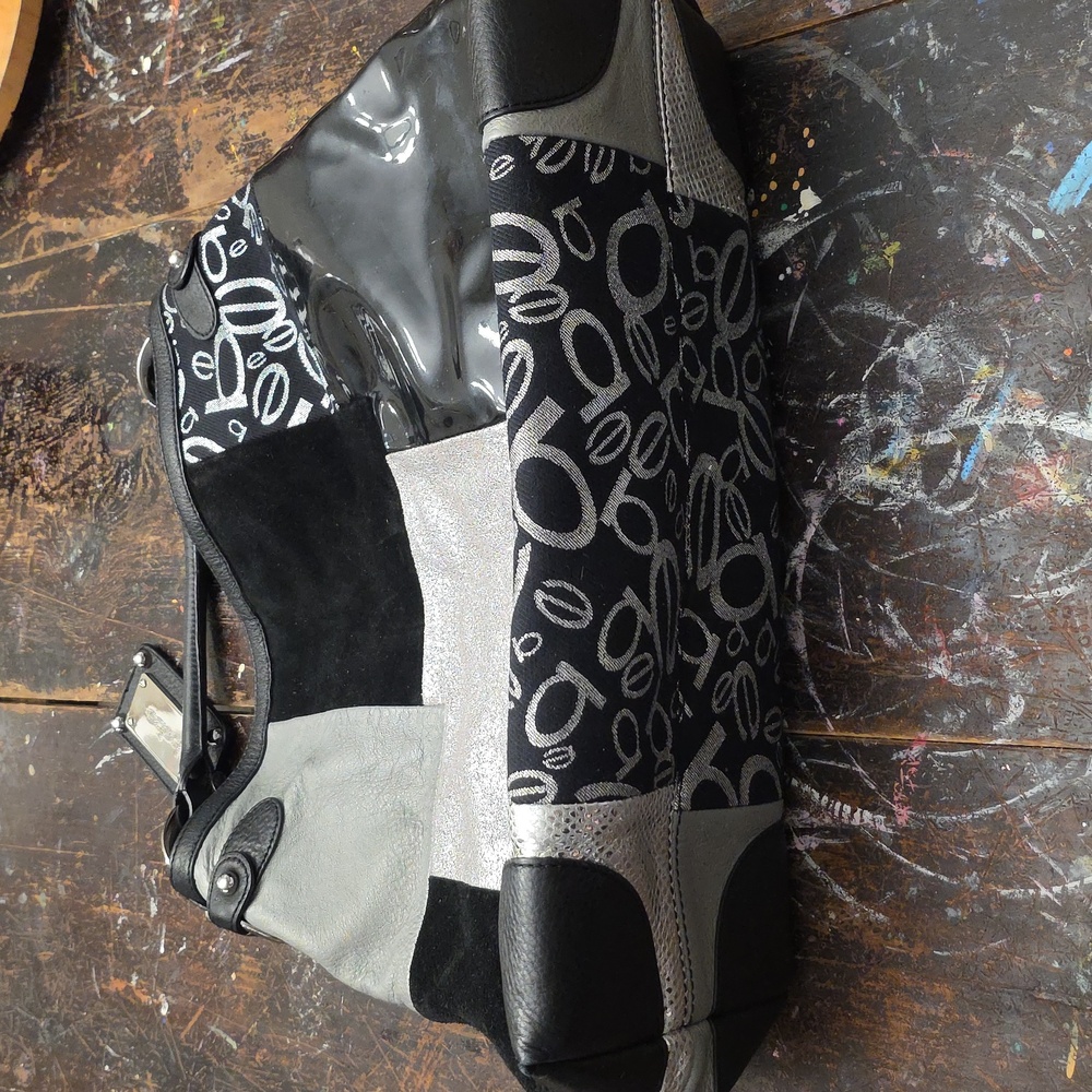 Bebe Black And Silver Patchwork Shoulder Bag - image 4